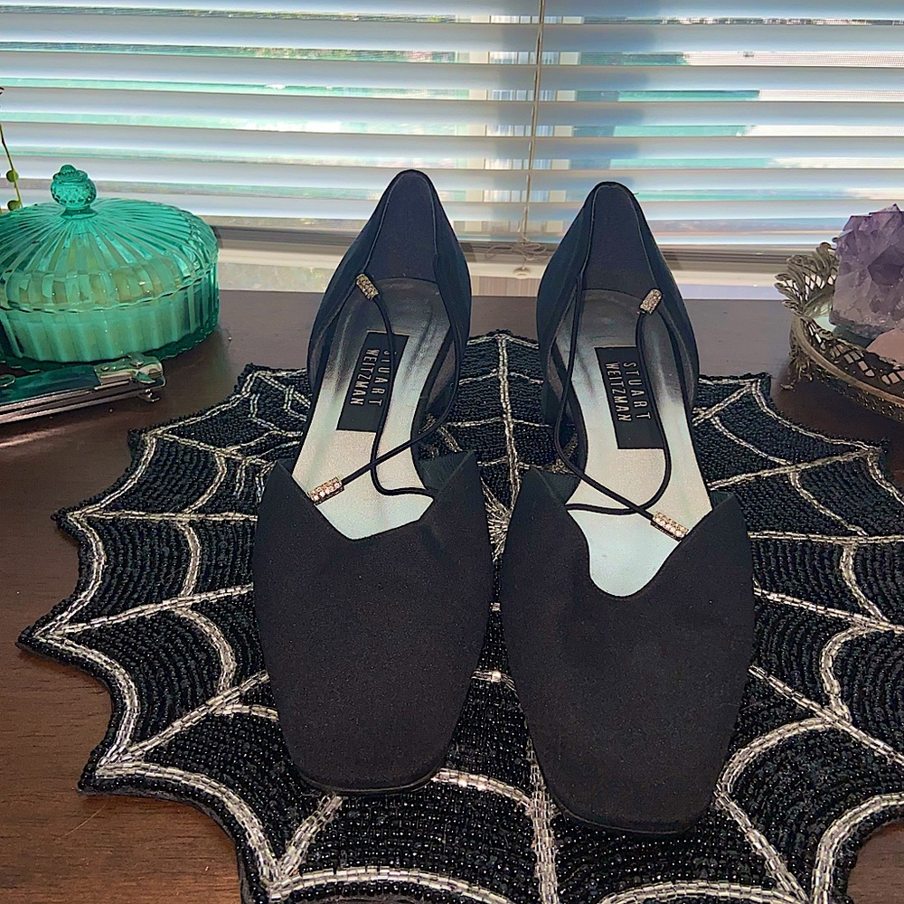 90’s Stuart Weitzman square toe nylon heels